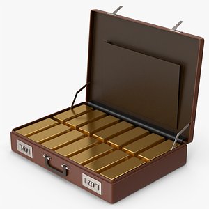 Briefcase With Gold Bars 3D model