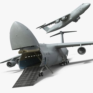 Lockheed C-5M Super Galaxy Military Transport Aircraft Grey with Interior Rigged