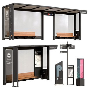 3D model Bus Stop - Set01