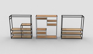metal garment rack 3D model 3D model