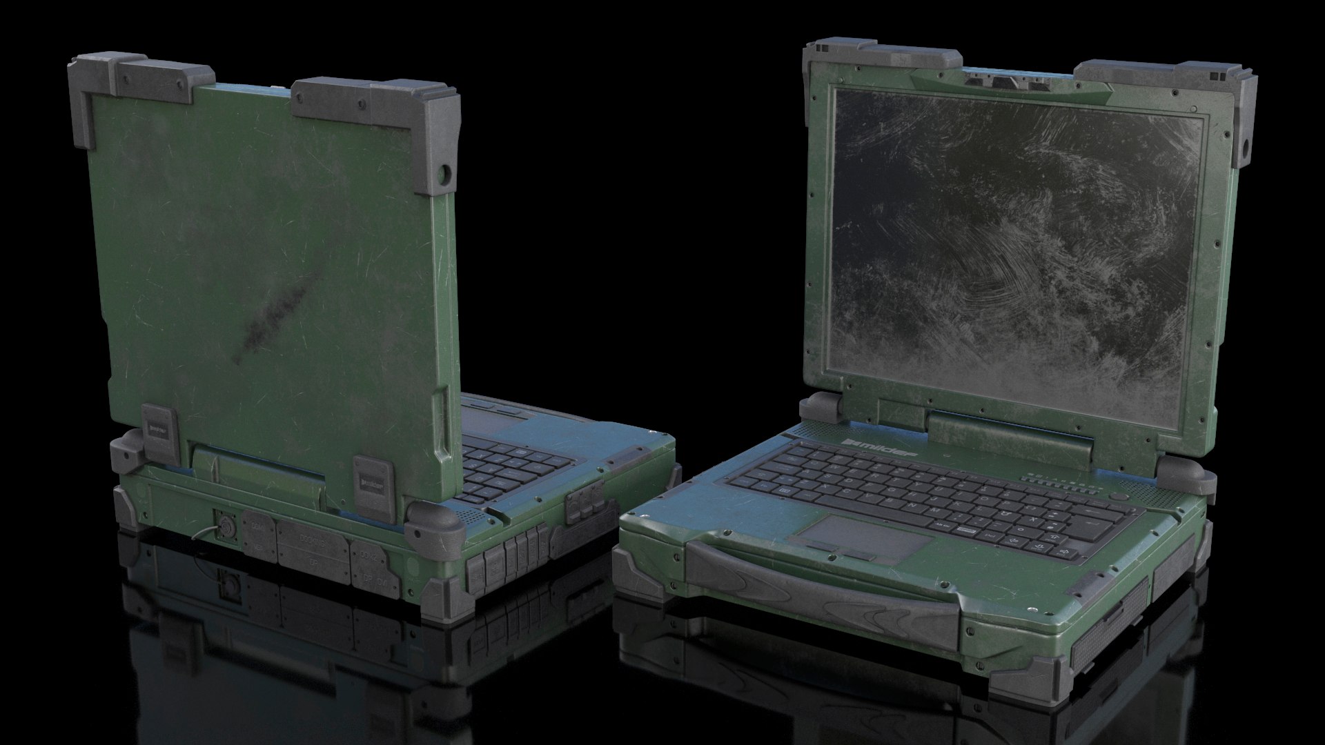 Rocky RK12 Army Laptop Old 3D model preview