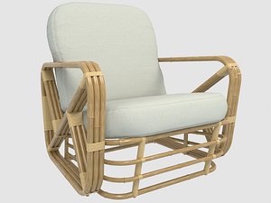 3D model mid-century modern rattan lounge chair
