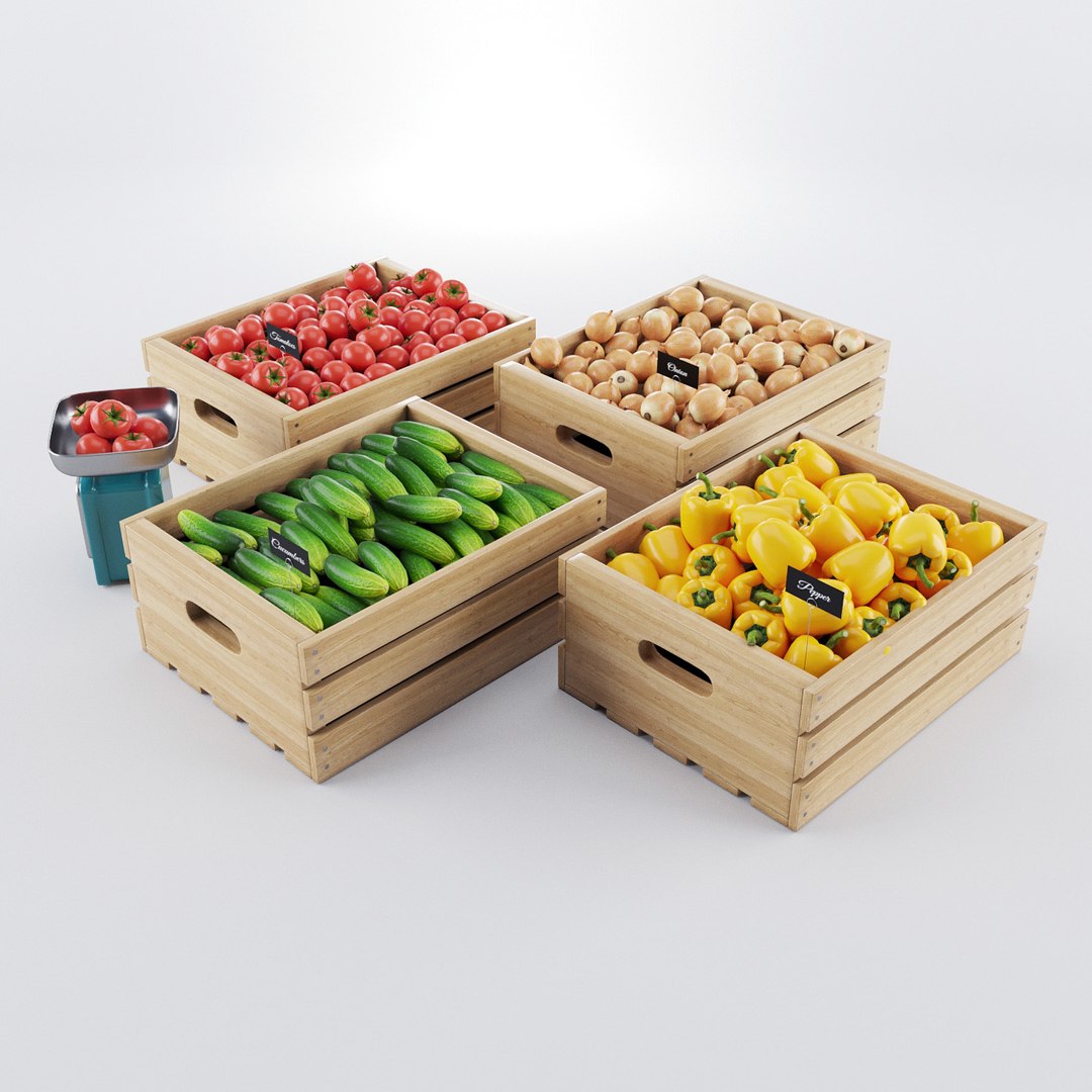 Vegetables Boxes 3d Model