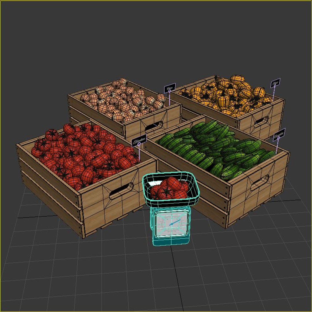 Vegetables Boxes 3d Model