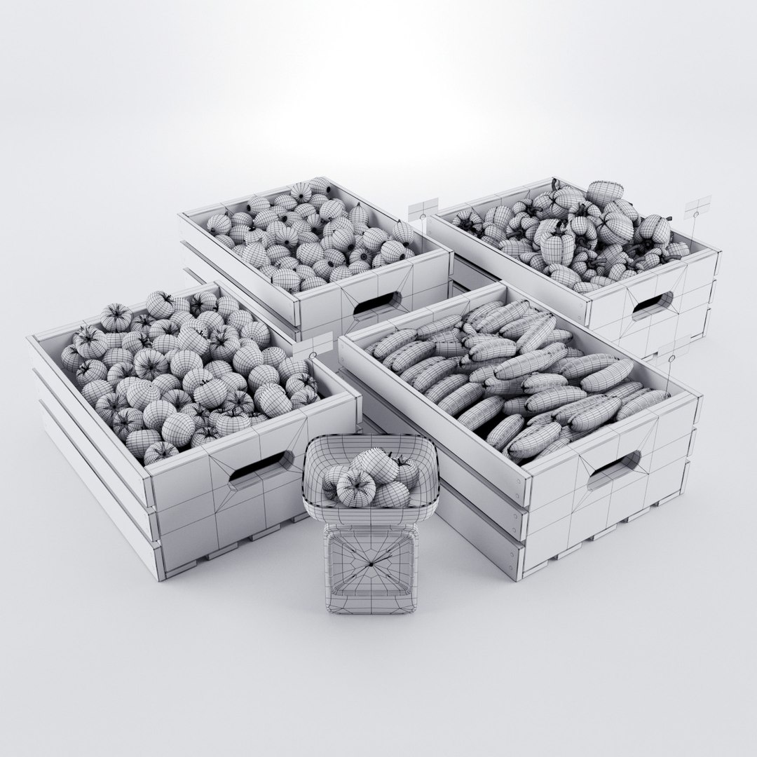 Vegetables Boxes 3d Model