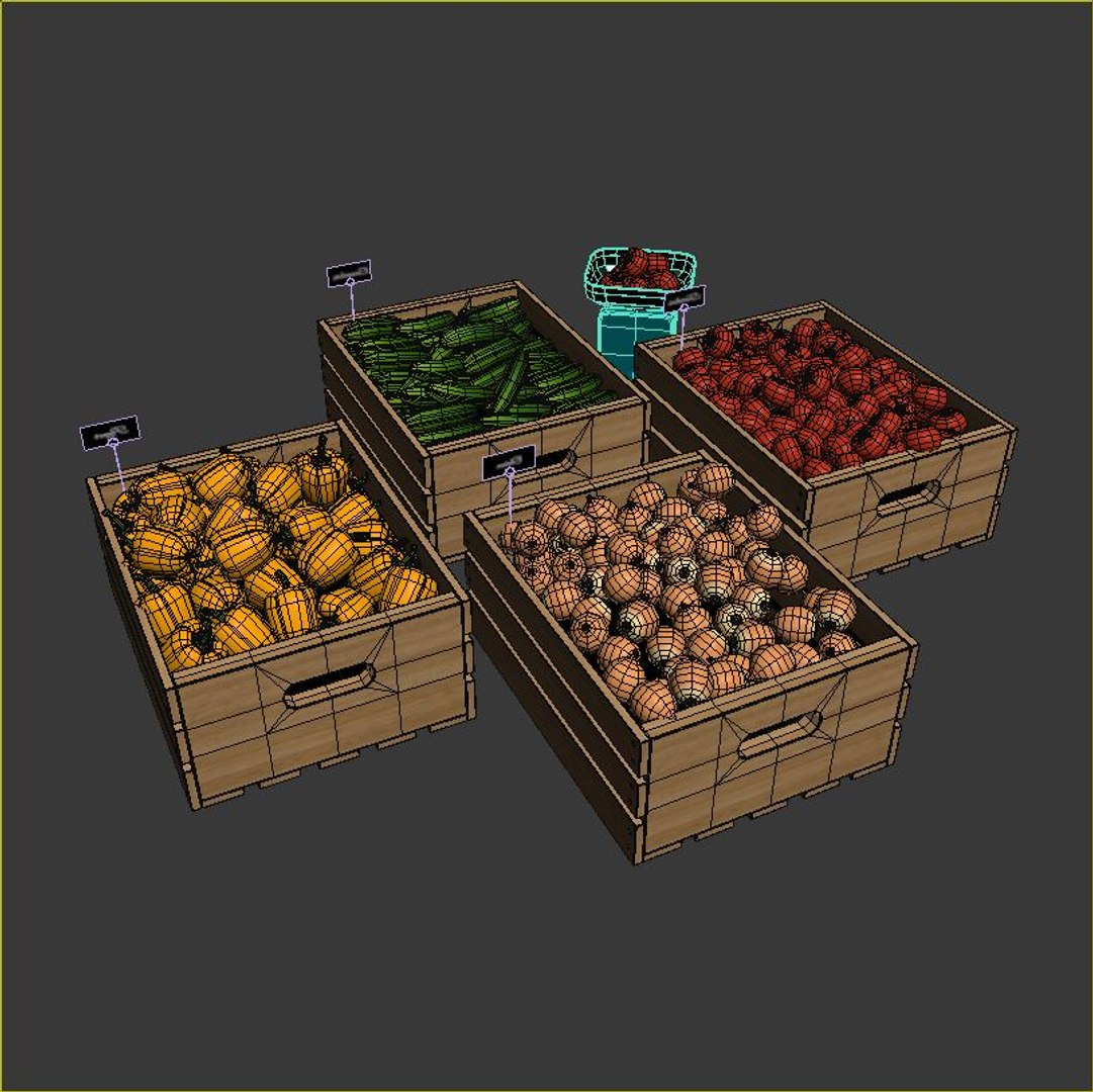 Vegetables Boxes 3d Model