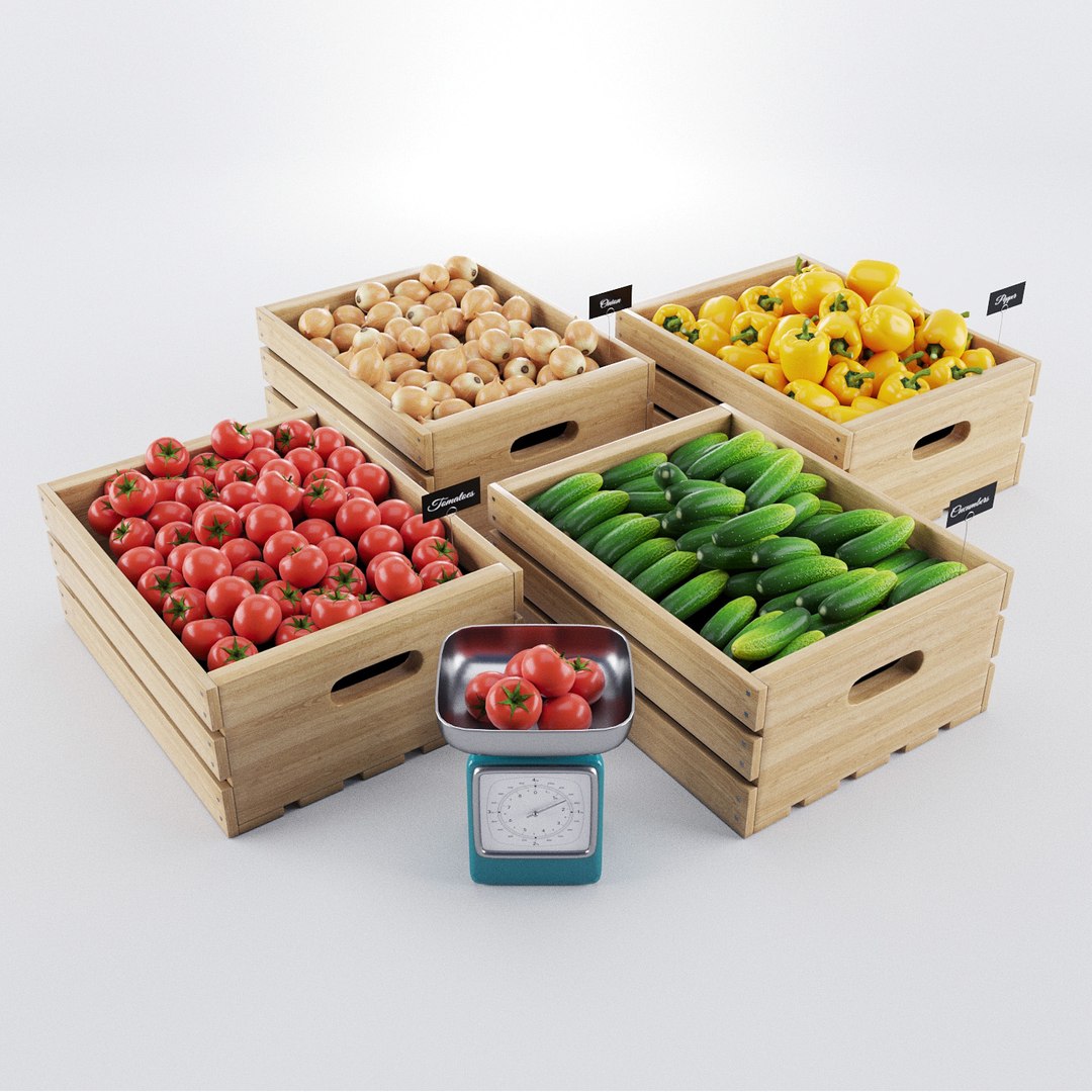 Vegetables Boxes 3d Model