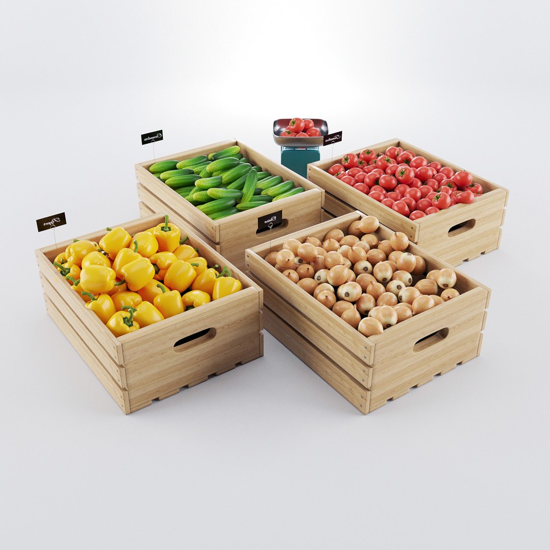 Vegetables Boxes 3d Model