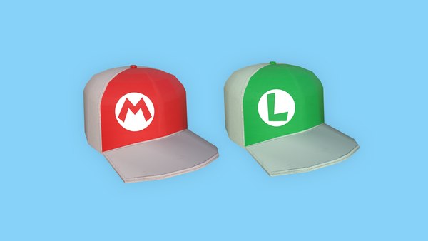 Modello 3D Cappello da personaggio Mario e Luigi Costume da
