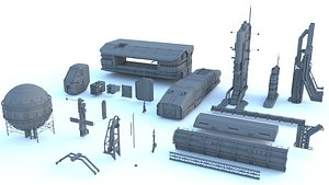 3D Sci Fi structures kitbash