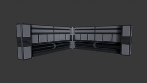 Modular Sci Fi Wall and Pillar Low-poly 3D model