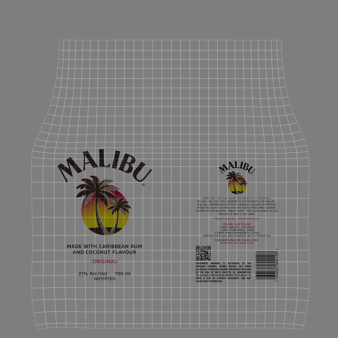 Malibu Original Rum Bottle 3D Model - TurboSquid 1623096