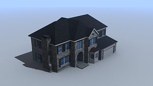 Colonial house low poly