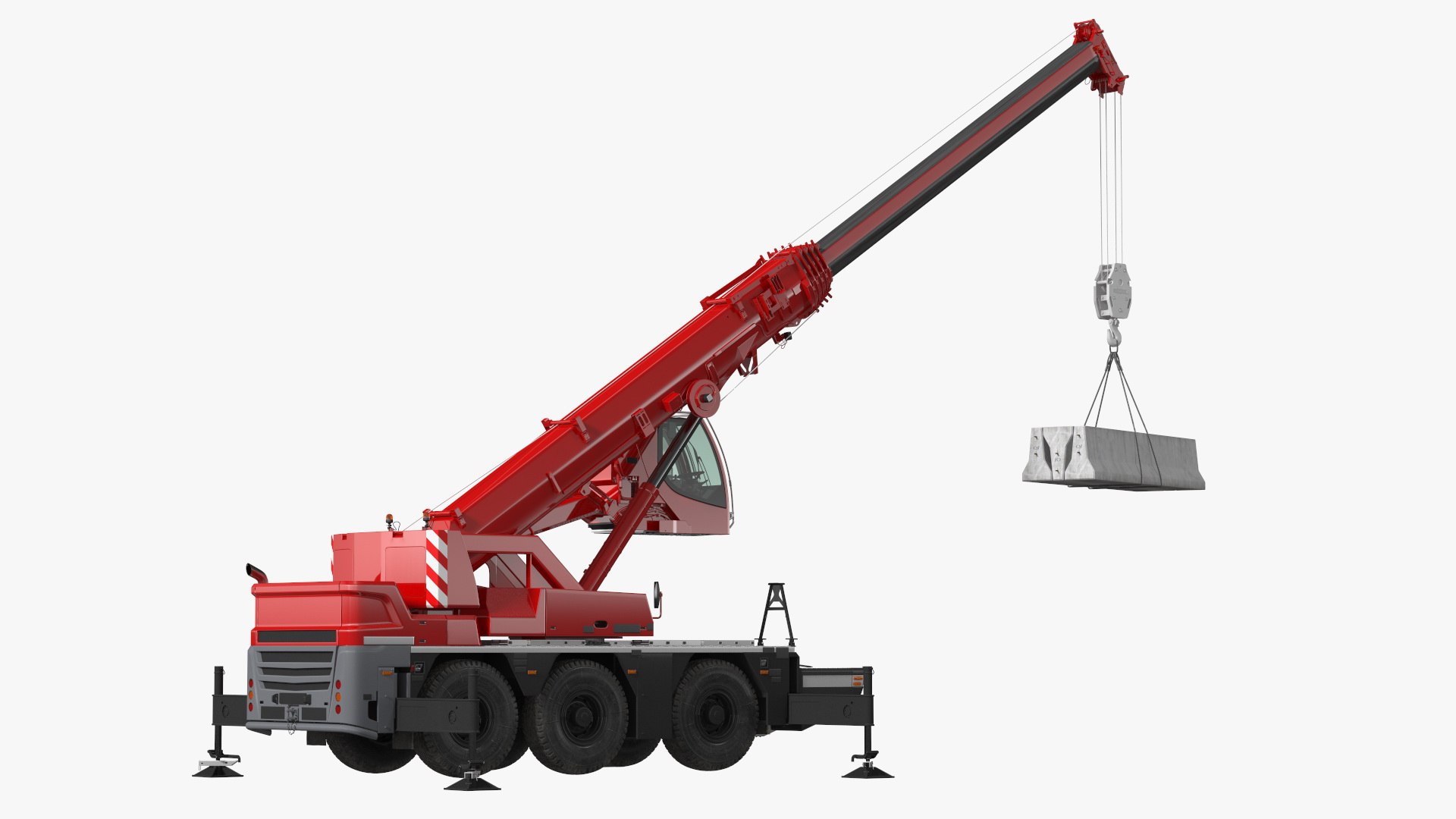 Compact Mobile Crane With Load Rigged for Cinema 4D 3D model preview
