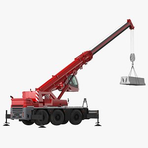 Compact Mobile Crane With Load Rigged for Cinema 4D 3D model