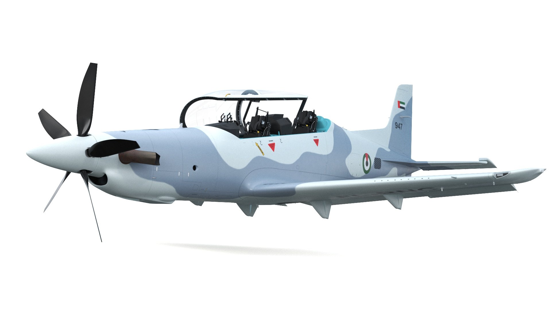 Training Aircraft Pilatus PC-21 Grey Rigged for Maya 3D model preview