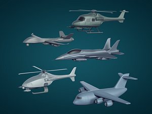 Military Aircraft Pack -- Attack Airplane Plane Fighter Jet Cargo Helicopter Combat Drone VTUAV