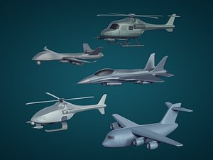 Military Aircraft Pack -- Attack Airplane Plane Fighter Jet Cargo Helicopter Combat Drone VTUAV