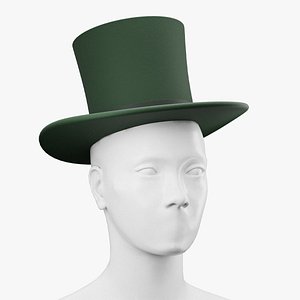 Top hat green 03 3D model