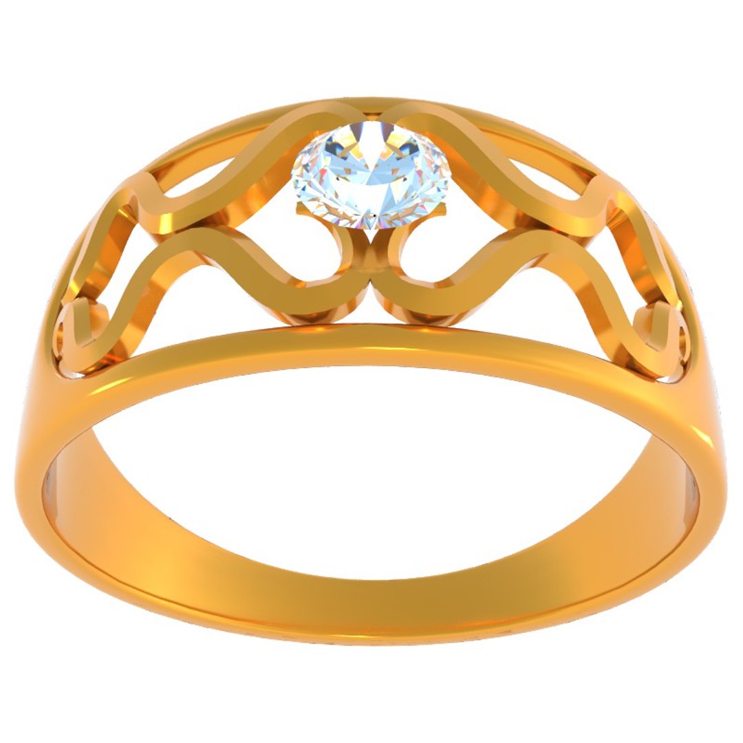 gold diamond ring 3d dxf
