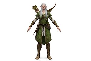 Elven Ranger Archer Rigged Animated Game Ready PBR 3D