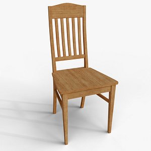 3D Solid Wood Dining Room Chair Model model