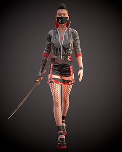 3D model cyberpunk girl
