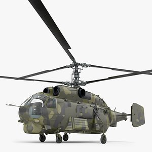 3D Camo Twin Rotor Military Helicopter Simplified