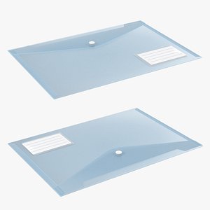 3D Transparent A4 Plastic Document Folder Blue