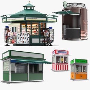 3D Detailed Kiosks Collection