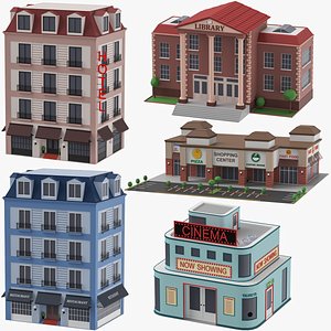 Low Poly Buildings Collection 2 model