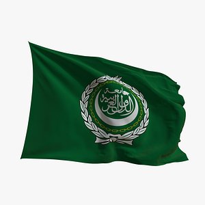 Realistic Animated Flag - Microtexture Rigged - Put your own texture - Def Arab League 3D model