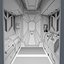 Módulo de pasillo de nave espacial / estación espacial con ventanas en ambos lados
