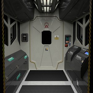 Spaceship / Space Station Corridor Module with Windows both sides