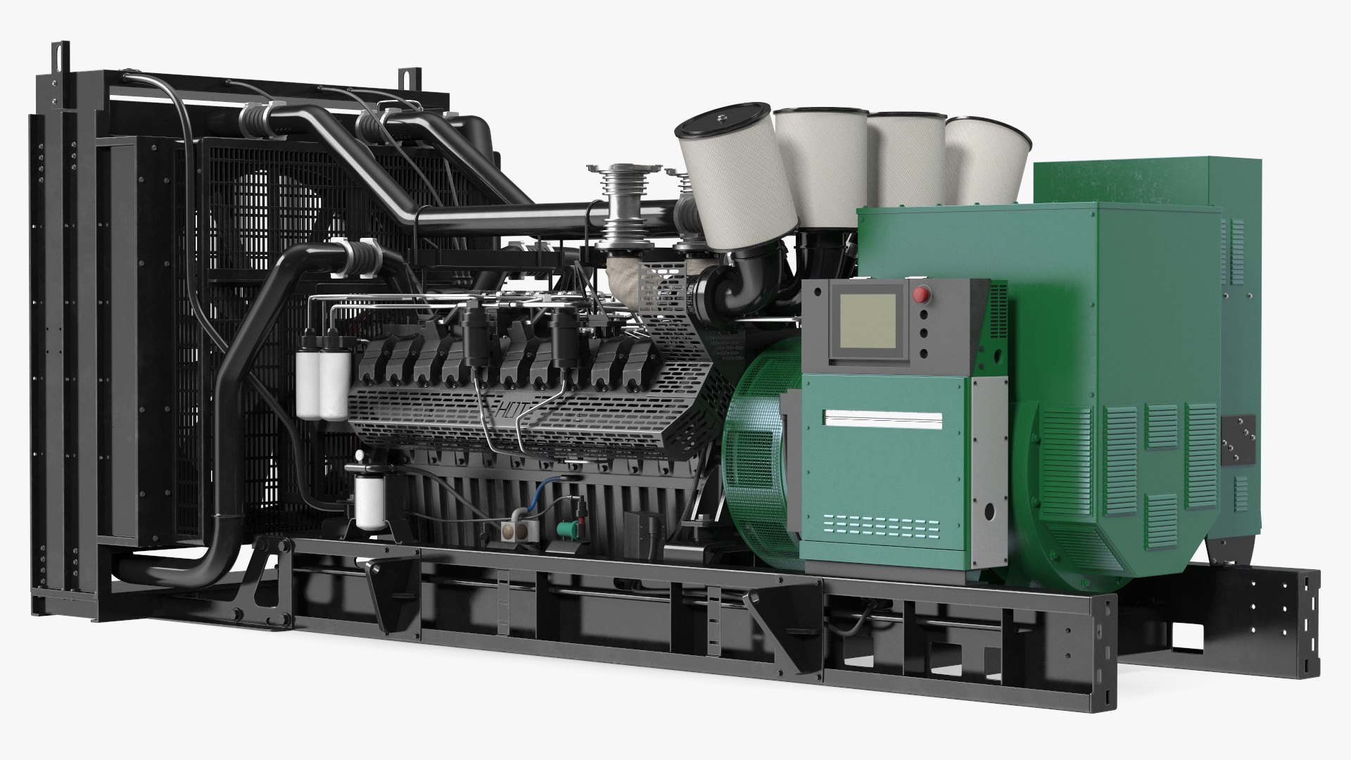 Industrial Diesel Generator Green 3D model preview