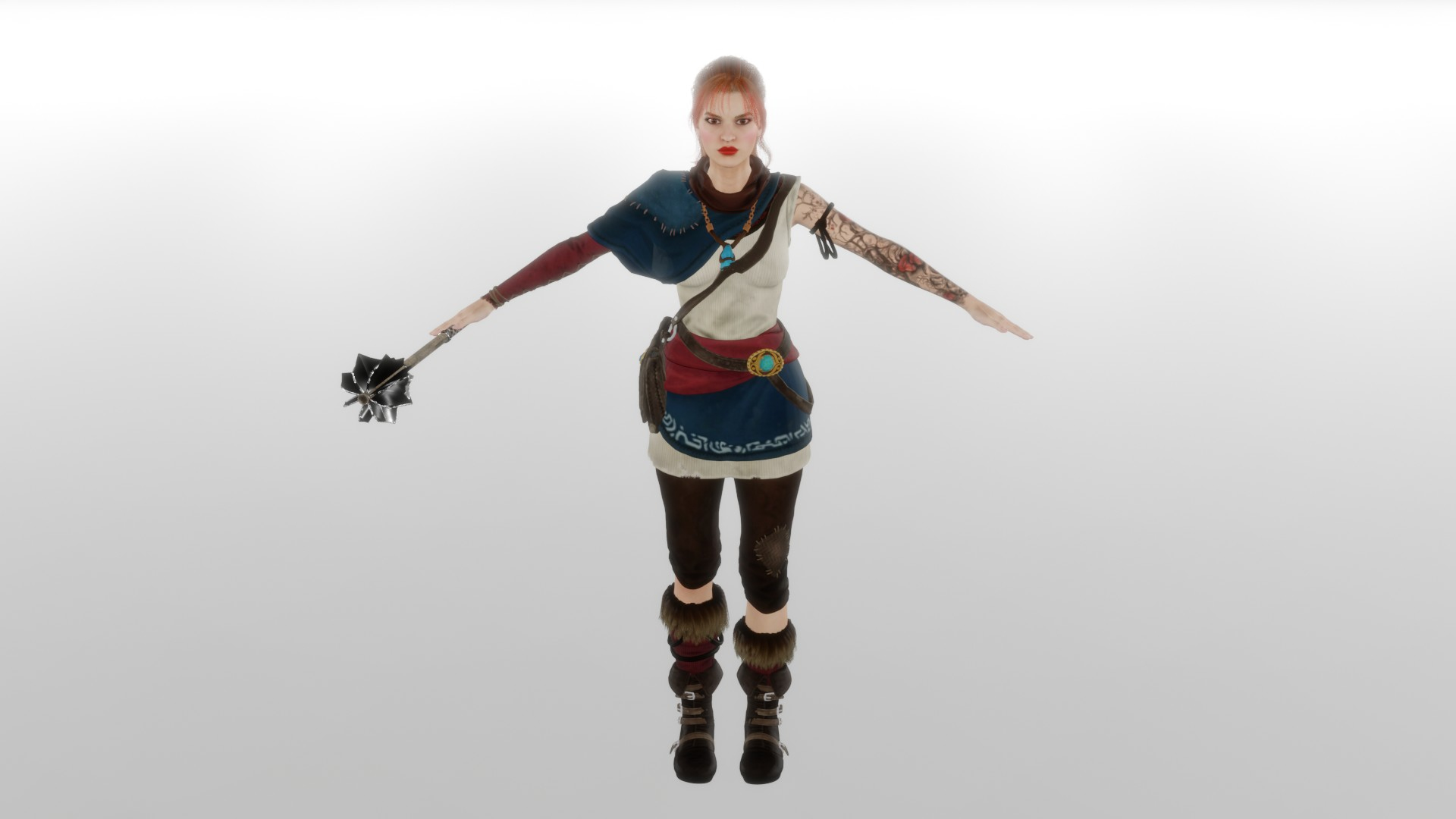 Realistic Rigged Action Medieval Girl Character 3D Model 3D Model ...