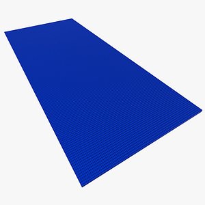 3d flat yoga mat blue model