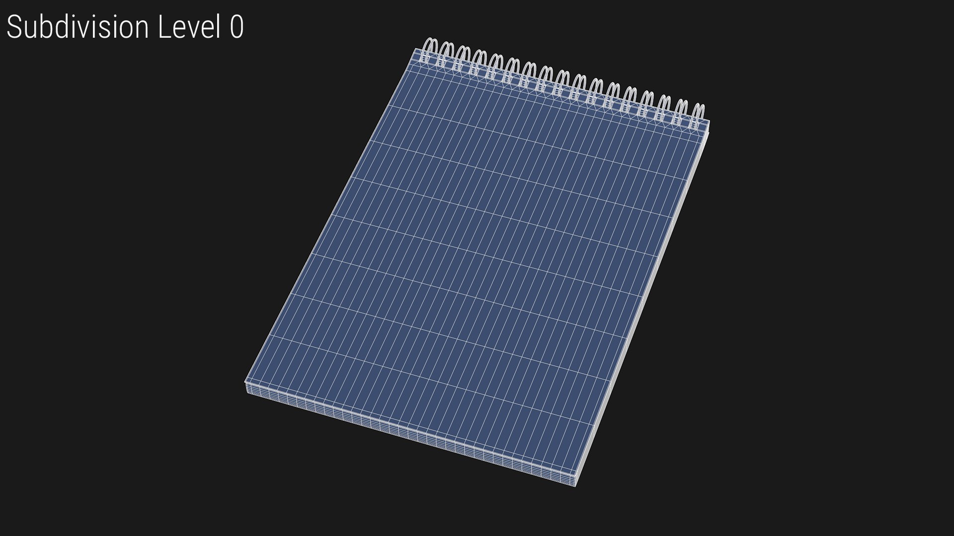 3D realistic spiral notebook https://p.turbosquid.com/ts-thumb/Wz/4vlnUD/51IAZVGo/wireframe_01_0/png/1592164280/1920x1080/fit_q87/fe73a0d1a1e67721d20ede4494ab19534b0dc13e/wireframe_01_0.jpg