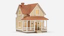 Cartoonish Wooden House Low Poly 3D Model 02