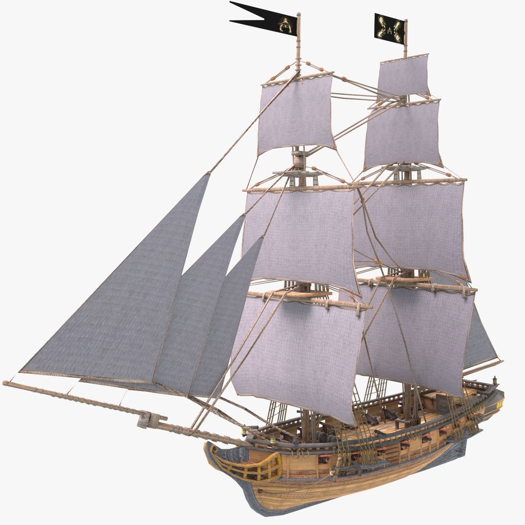 3D Caribbean Brigantine Ship From 17th Century TurboSquid 1833240