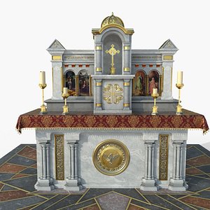 3D Altar shrine with Lord Jesus on the cross model