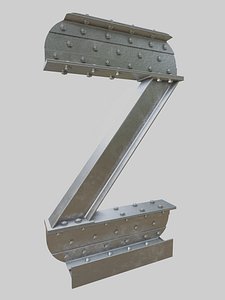 Steel Construction Font - Letter Z 3D model