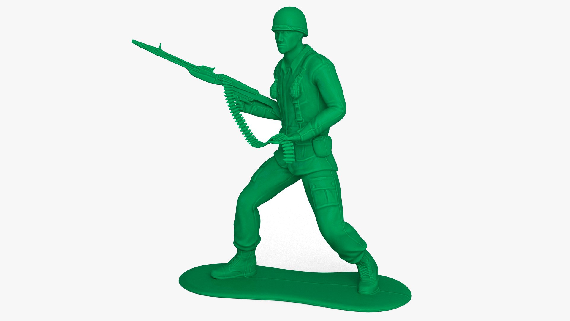 Green Plastic Toy Soldier with Machine Gun 3D model preview
