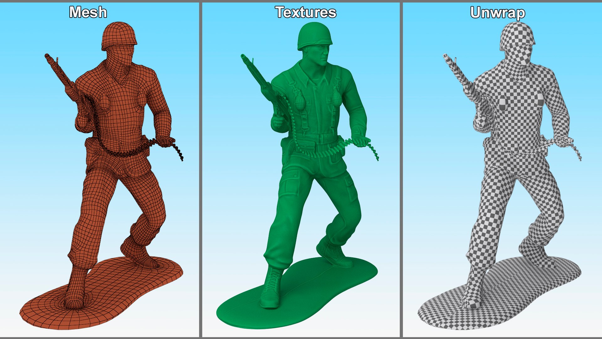 Green Plastic Toy Soldier With Machine Gun 3D Model - TurboSquid 2198572