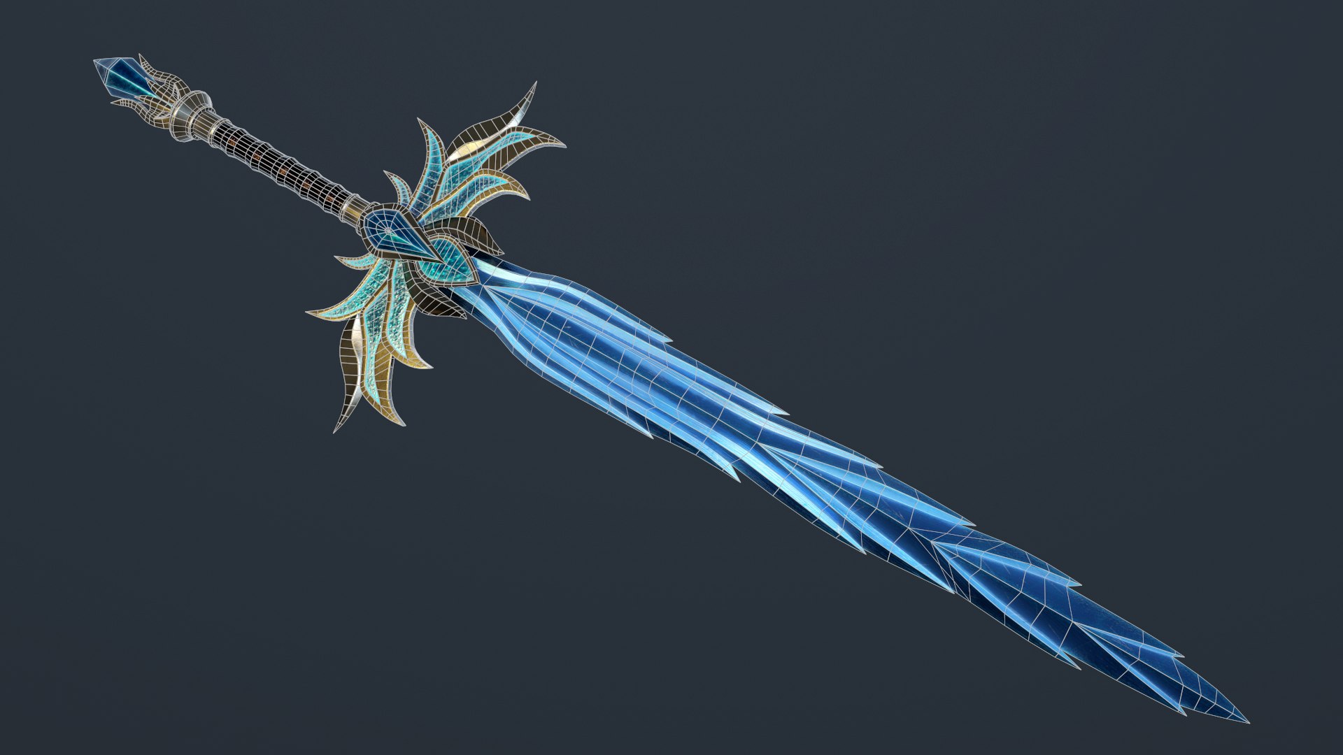 3d Low Poly Model Ice Sword Turbosquid 1742058 