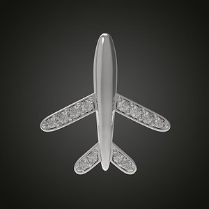 Airplane pendant earrings 3D model