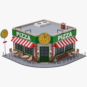 3D model Low Poly Cartoon Pizza Restaurant