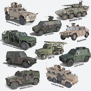 10 Military ATV Jeep Vehicles Collection model