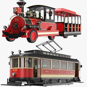 3D Two Detailed Trains