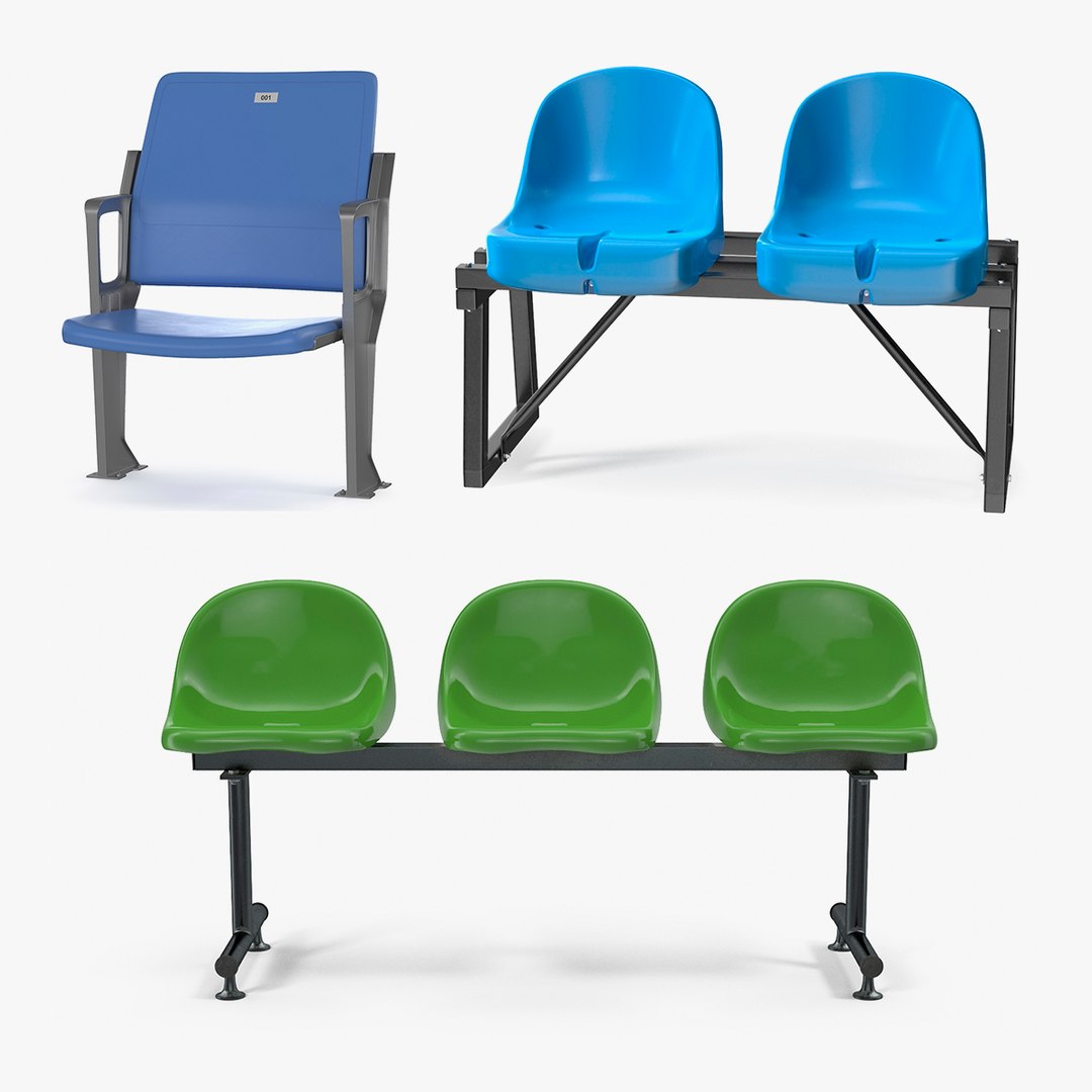 Plastic Stadium Seats Collection 3D model preview